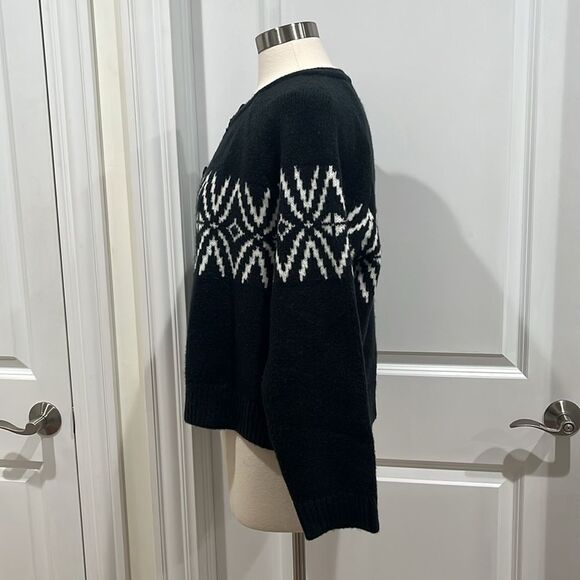 New! Abercrombie & Fitch A&F Fairisle Crew Cardigan Black White Size Large NWT - Picture 9 of 9